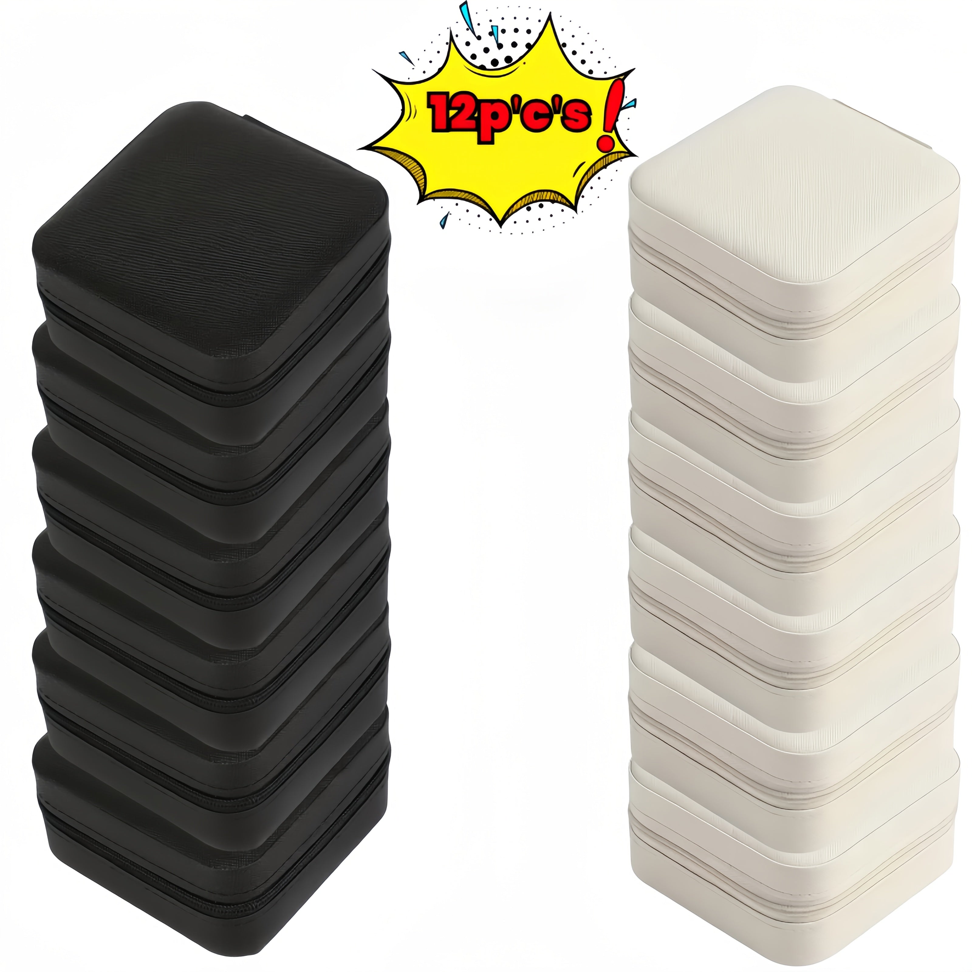 6/12pcs black and white combination Small Jewelry Box, Travel Portable Jewelry Case for Ring, Pendant, Earring, Necklace, Bracelet Organizer Storage Holder Boxes, Gifts Box for and Women -Jewelry Making Display & Packaging Supplies, Jewelry Boxes