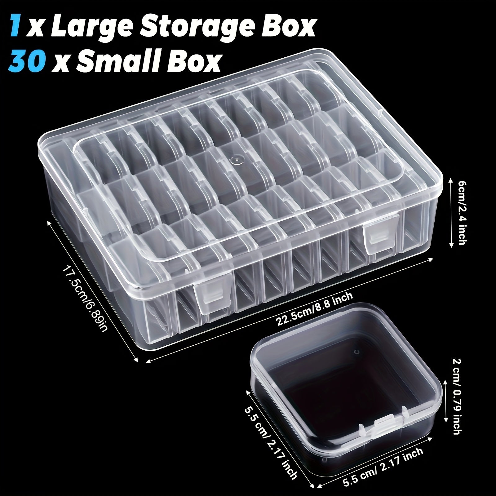 Transparent 30pcs Plastic Bead Storage Box Set - Portable Travel Case for Jewelry, Crafts, and Small Items - DIY Beading and Jewelry Making Supplies