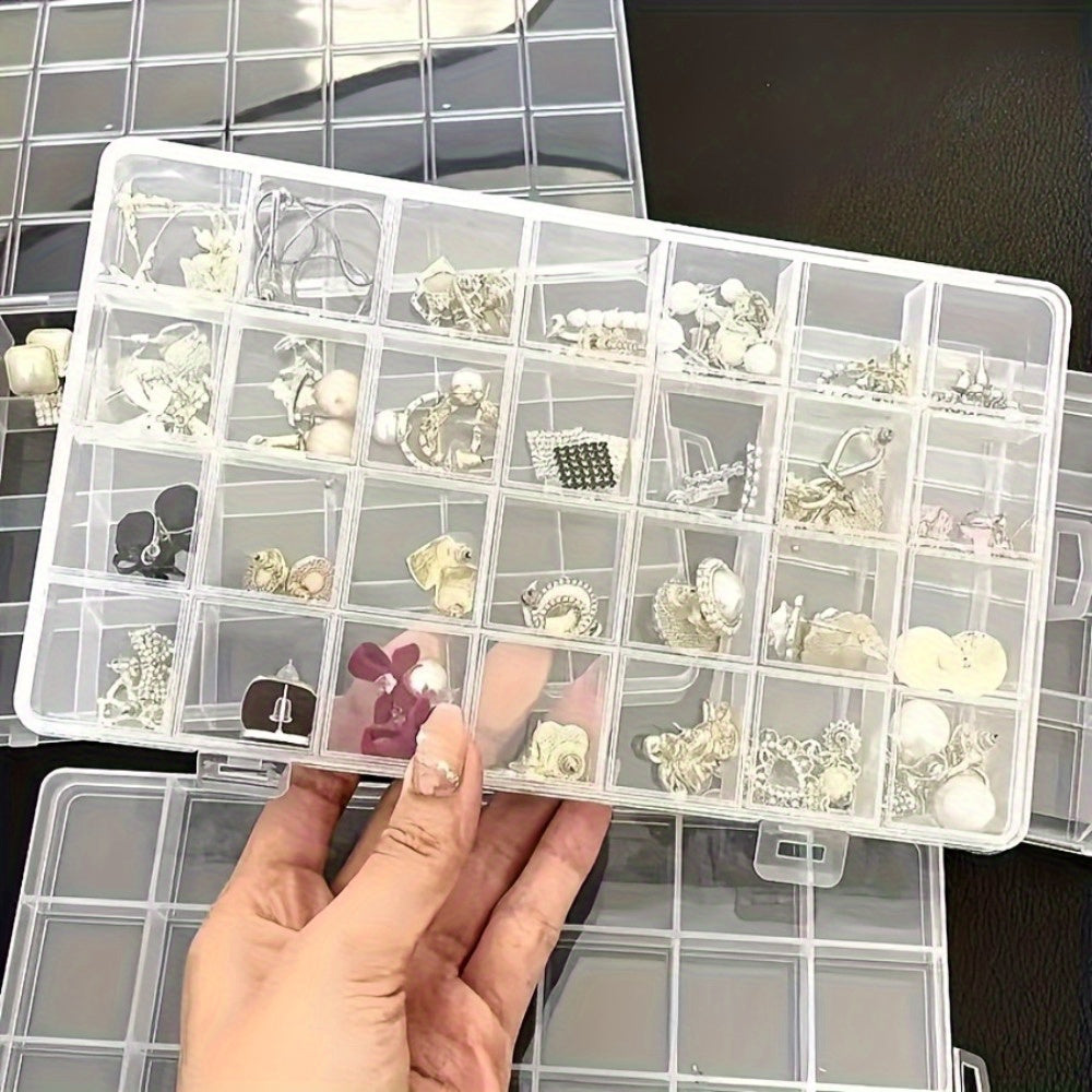 6pcs Clear Plastic Storage Box Set with Lids - Heavy-Duty Transparent Organizer with Labelled Compartments, Durable Stackable Design & Rounded Corners for Jewelry, Beads, Buttons, Screws, Nuts, Bolts - Ideal Moving Gift, Home & Office Organization (24
