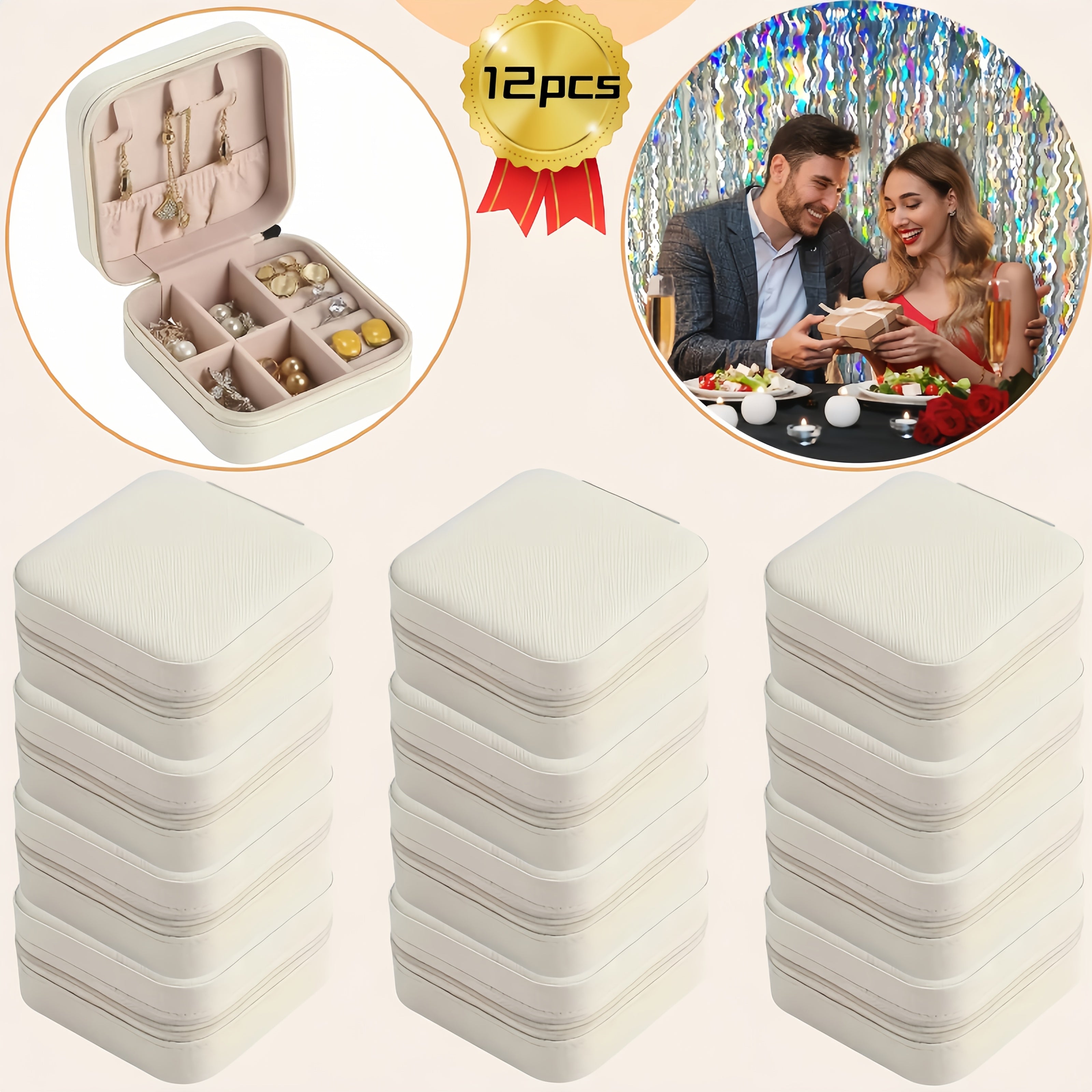 6/12pcs black and white combination Small Jewelry Box, Travel Portable Jewelry Case for Ring, Pendant, Earring, Necklace, Bracelet Organizer Storage Holder Boxes, Gifts Box for and Women -Jewelry Making Display & Packaging Supplies, Jewelry Boxes