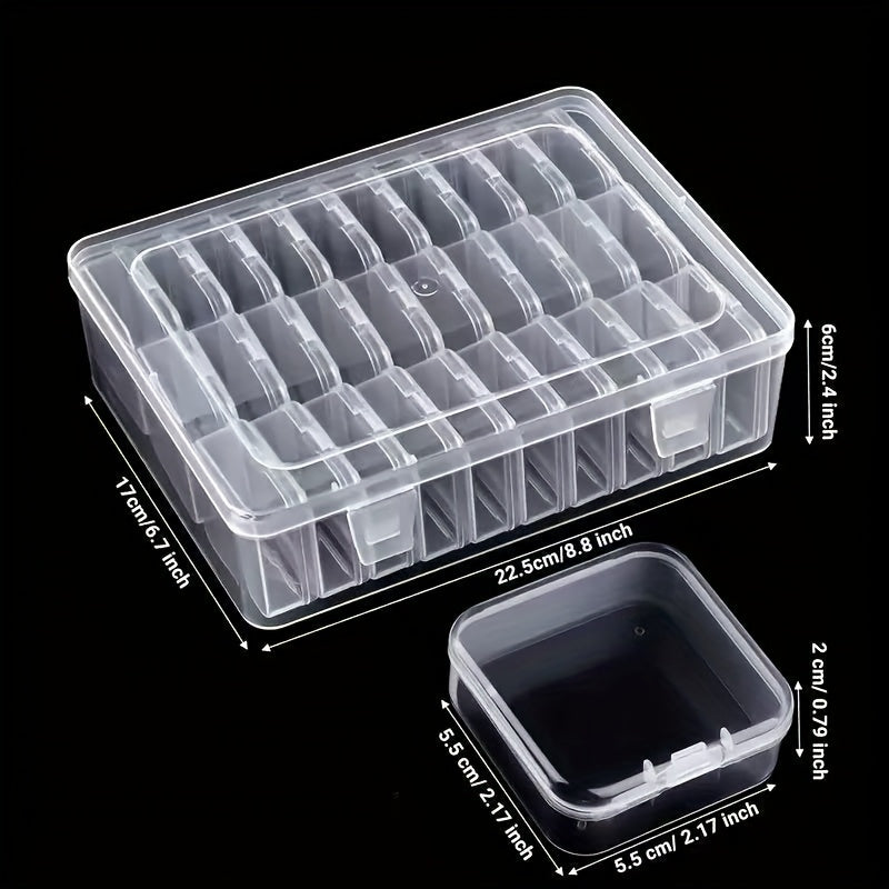 60 Small Boxes + 2 Large Boxes, Set of 2 Transparent Plastic Storage Containers - Perfect for Beads, Jewelry & Crafts - Durable Organizer Solution, Ideal Gift for Yourself or Jewelry Box