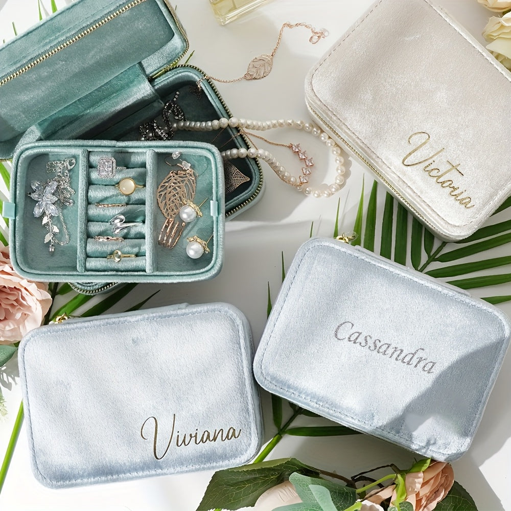 Personalized Velvet Jewelry Organizer Display Travel Custom Portable Jewellery Storage Case Ring Boxes with Logo gift, Jewelry Boxes