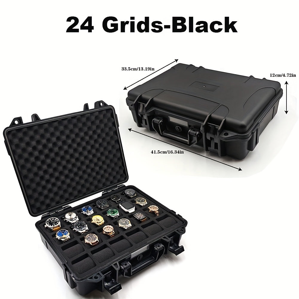 Premium Watch and Jewelry Storage Case, Protective Box, Multifunctional Wristwatch Jewelry Organizer Suitcase, Durable Hard Shell Design, Shockproof and Dustproof, Suitable for Store Display, Home Storage, Business Travel