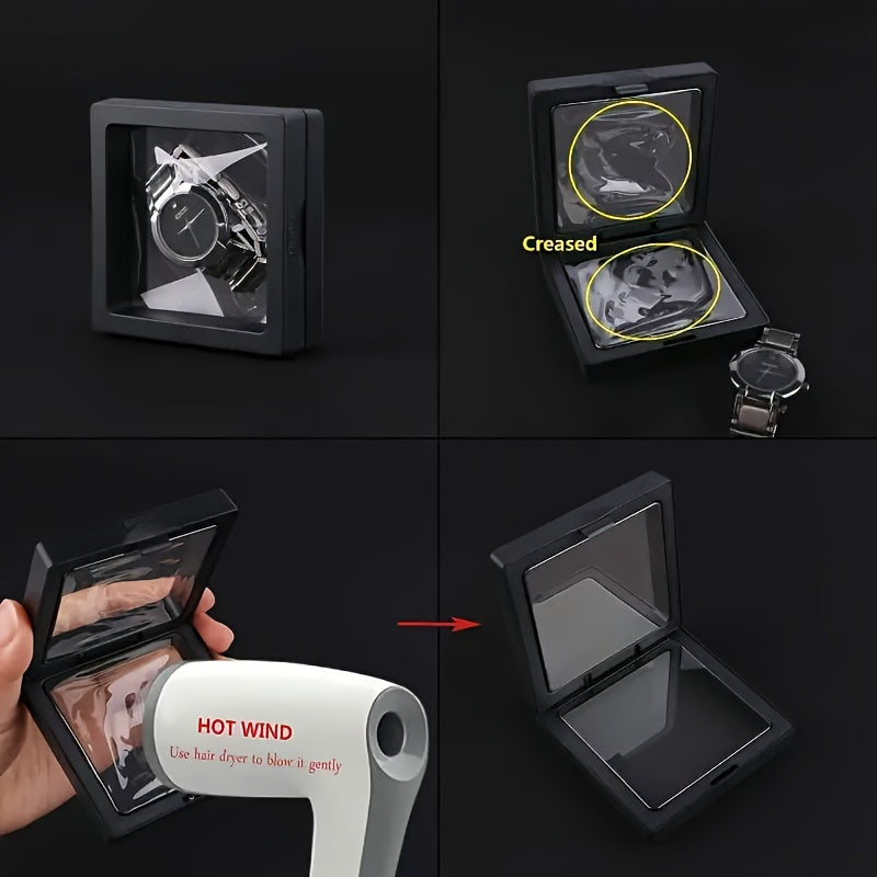 20pcs 3D Floating Display Boxes - Dustproof Jewelry Organizers with Elastic Film, Transparent Hanging Storage for Necklaces, Bracelets, Rings, Coins, Earrings & Pins - Clear Plastic Gift Boxes for Retail & Home Use, Jewelry Organizer Storage, Jewelry