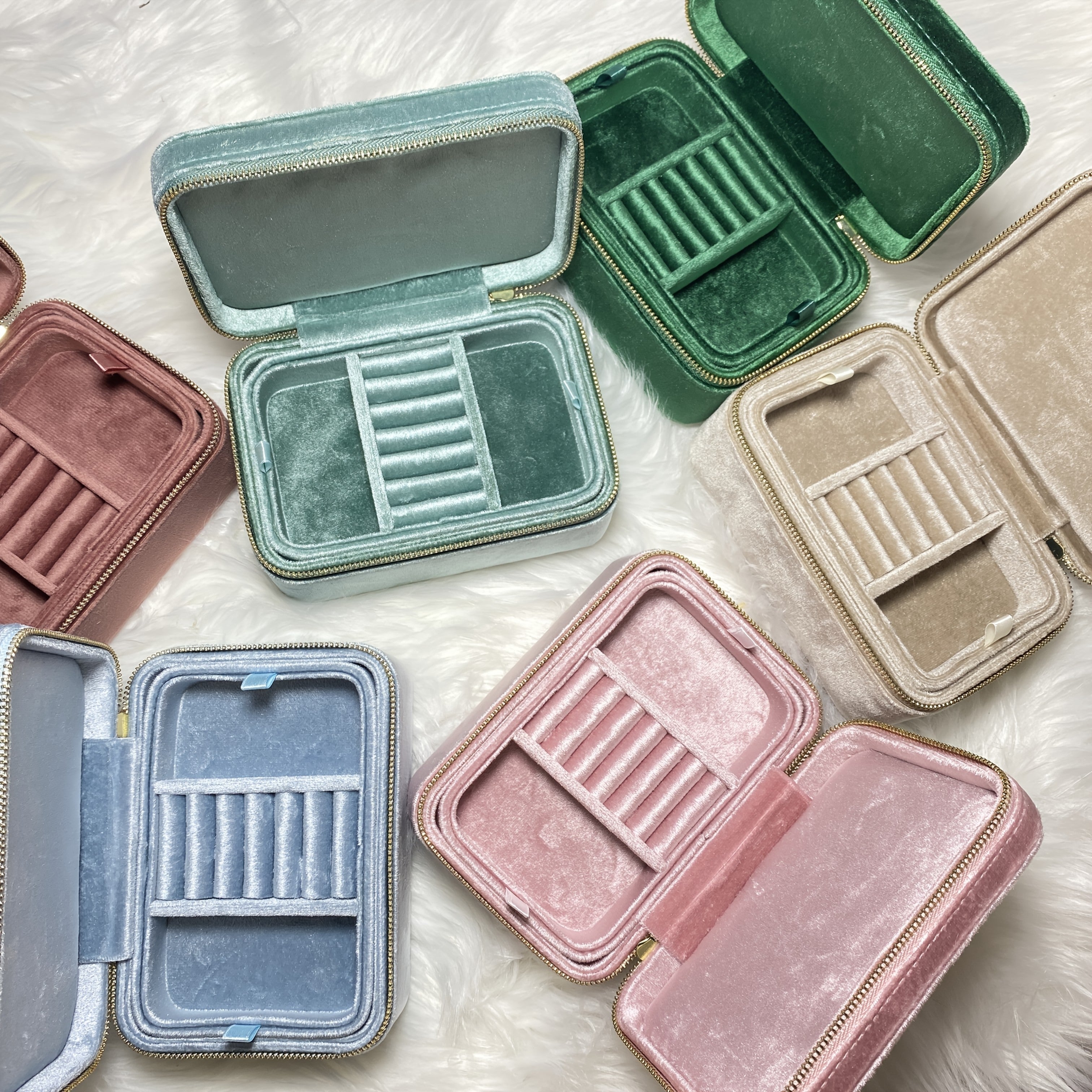 Personalized Velvet Jewelry Organizer Display Travel Custom Portable Jewellery Storage Case Ring Boxes with Logo gift, Jewelry Boxes