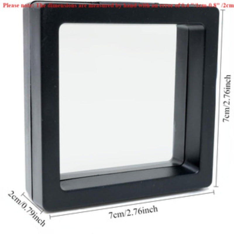 50pcs Classic 3D Floating Display Boxes, Transparent PE Film, Tabletop Mounting, Lockable Buckle Closure, Fabric Interior, Rectangle Shape, Moisture-Proof Storage for Jewelry, Earrings, Bracelets, Rings, Coins, Specimens