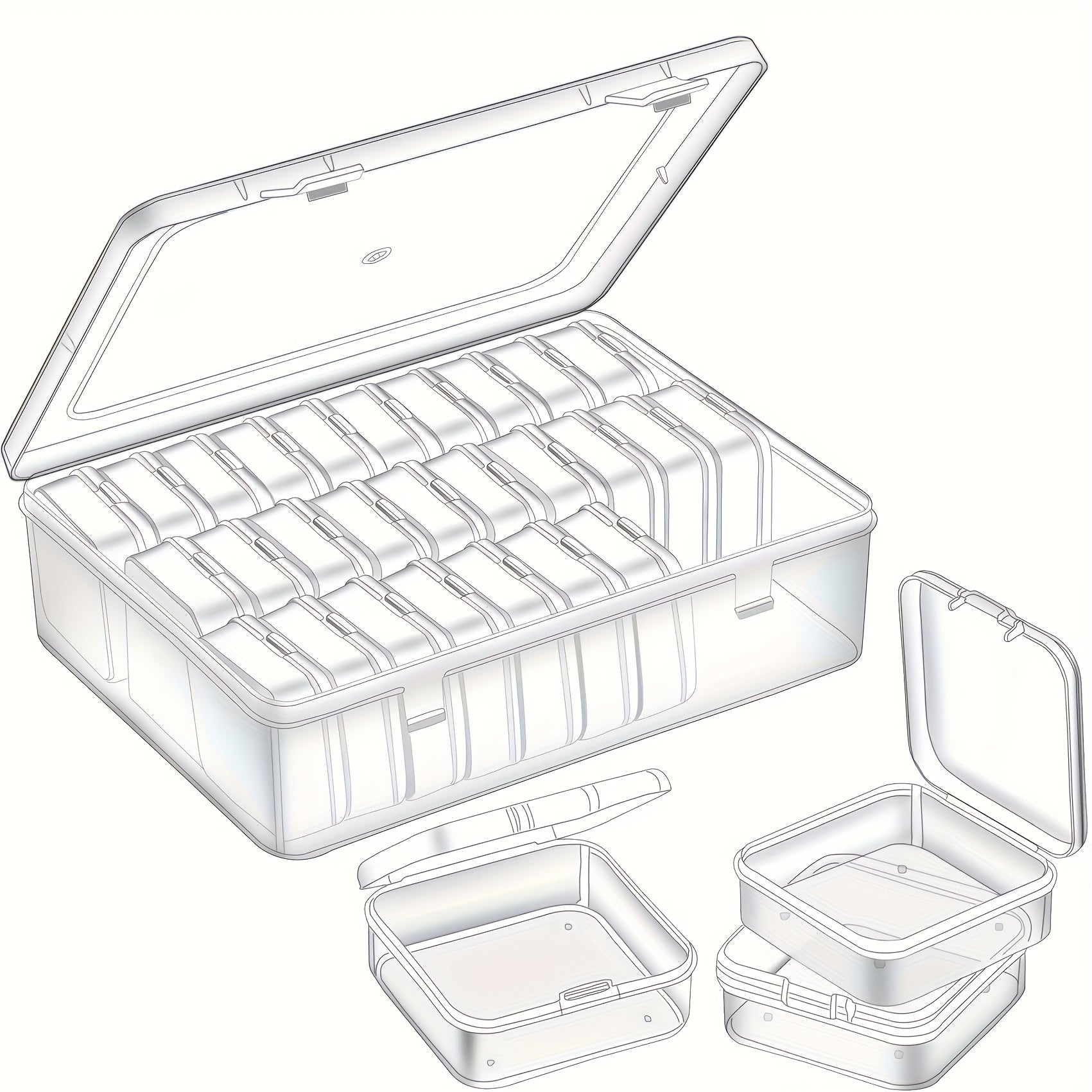 Transparent 30pcs Plastic Bead Storage Box Set - Portable Travel Case for Jewelry, Crafts, and Small Items - DIY Beading and Jewelry Making Supplies