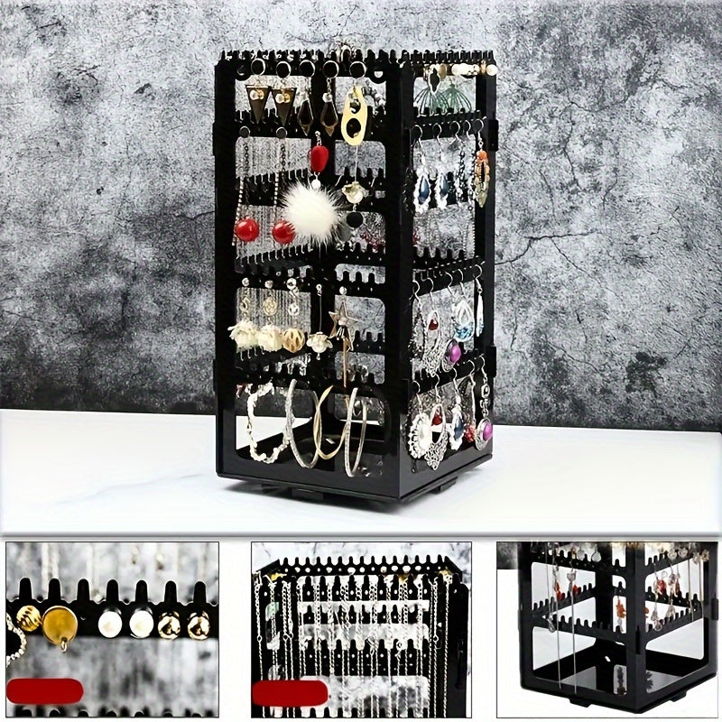 360 ° Rotating Jewelry Storage Stand - Multi functional Earrings, Necklaces, and Accessories Display Stand - Buckled Portable Storage Solution, Available for 15 Festivals.
