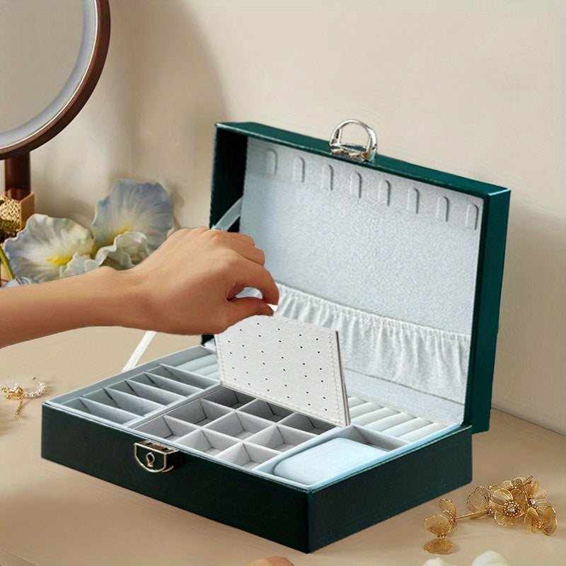 1pc Vintage-Style Embroidered Butterfly Jewelry Organizer Box - Faux Leather, Multi-Compartment Storage for Earrings, Rings, Necklaces - Ideal Gift for Mother'S Day, Valentine's, Christmas, Thanksgiving, Butterfly Jewelry, Jewelry Boxes