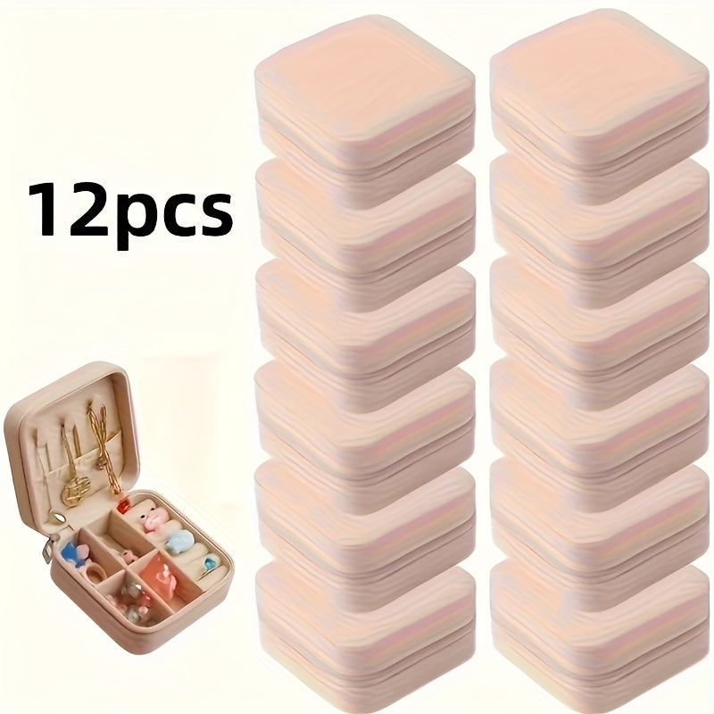 12pcs Faux Leather Jewelry Organizer Box in Three Colors, Portable Earring Storage Case, Perfect for Travel and Everyday Use, Includes Bridesmaid Proposal Gift Set, Suitable for Valentine's Day and New Year, Jewelry Boxes