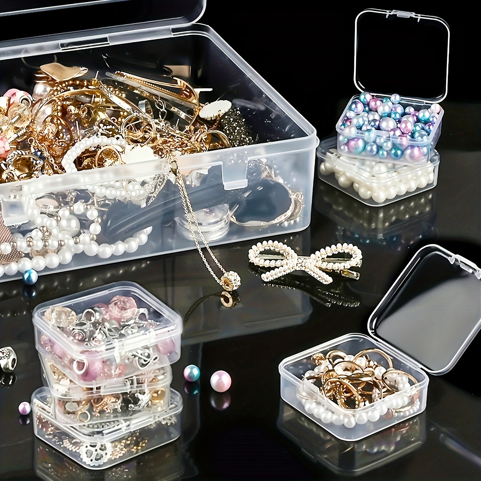 Transparent 30pcs Plastic Bead Storage Box Set - Portable Travel Case for Jewelry, Crafts, and Small Items - DIY Beading and Jewelry Making Supplies