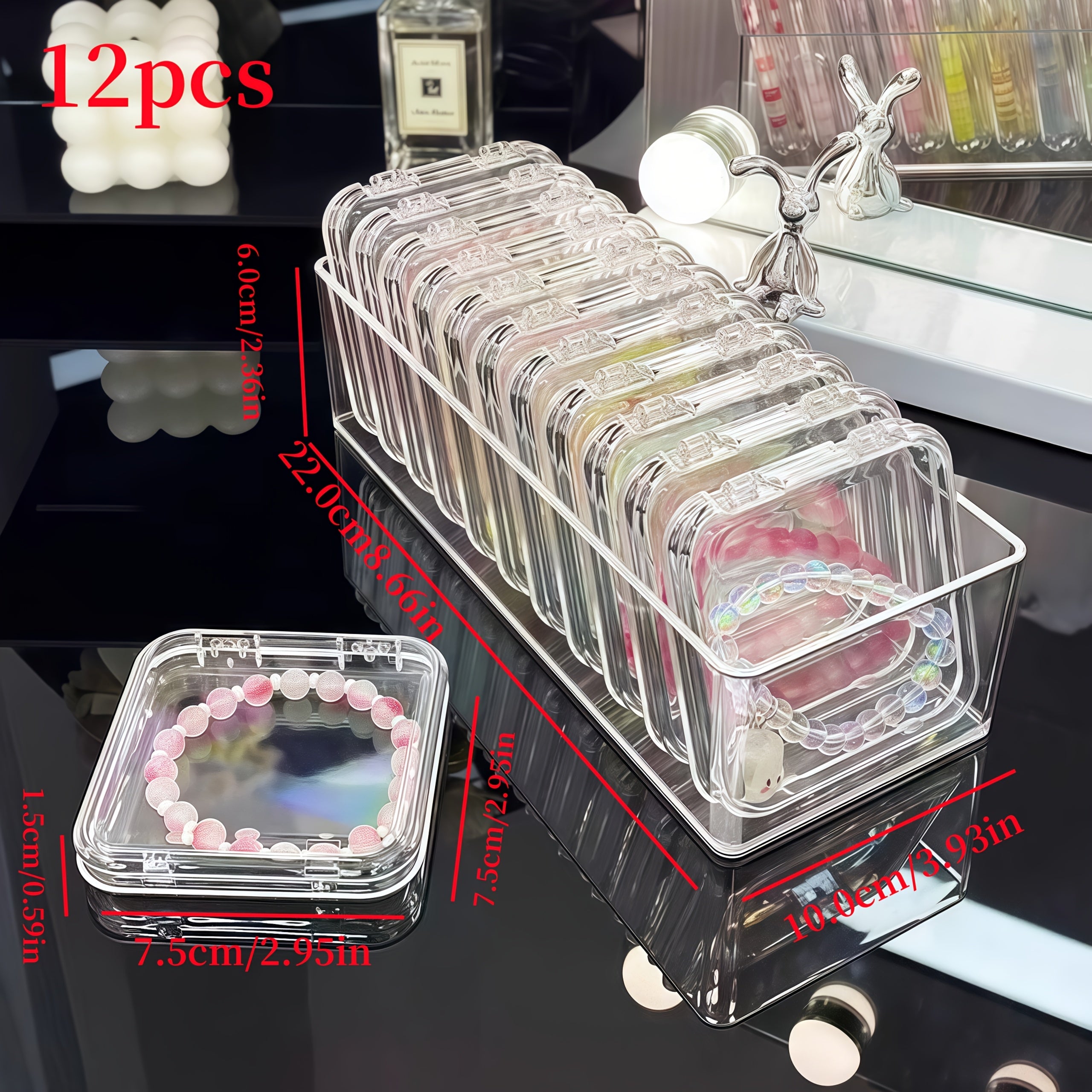 12pcs Set of 11 Small Boxes + 1 Large Jewelry Storage Box, High-Quality PET Material Suitable for Bracelets, Bangles, Necklaces, Earrings, Hair Accessories, Loose Stones, Semi-Finished Products, Tools, Jewelry Cleaning Supplies, Accessories Storage