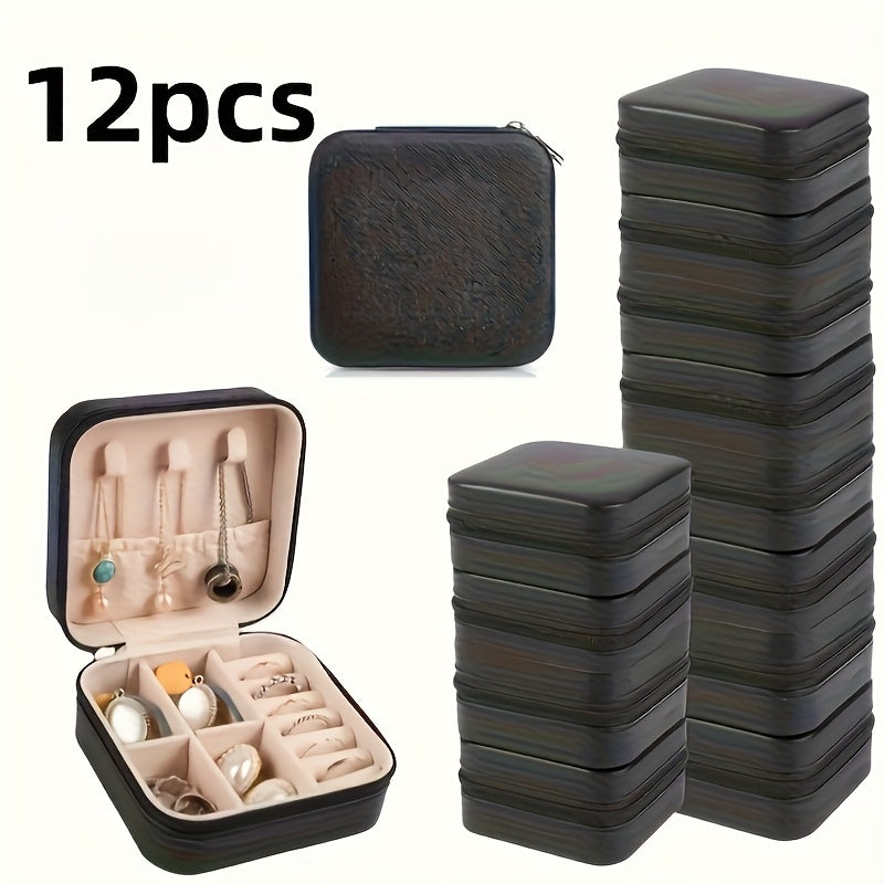 12pcs Faux Leather Jewelry Organizer Box in Three Colors, Portable Earring Storage Case, Perfect for Travel and Everyday Use, Includes Bridesmaid Proposal Gift Set, Suitable for Valentine's Day and New Year, Jewelry Boxes