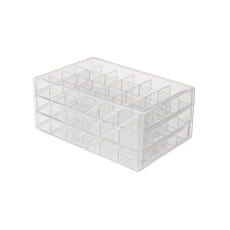 1pc 3-Tier 72-Compartment Jewelry Organizer Box - Large Capacity Drawer Style Storage for Earrings, Necklaces, Bracelets, Crafts, Seeds - Dustproof Desktop Container with Polished Finish, Jewelry Boxe