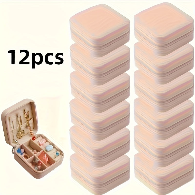 12pcs Faux Leather Jewelry Organizer Box in Three Colors, Portable Earring Storage Case, Perfect for Travel and Everyday Use, Includes Bridesmaid Proposal Gift Set, Suitable for Valentine's Day and New Year, Jewelry Boxes
