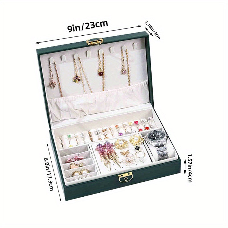 1pc Vintage-Style Embroidered Butterfly Jewelry Organizer Box - Faux Leather, Multi-Compartment Storage for Earrings, Rings, Necklaces - Ideal Gift for Mother'S Day, Valentine's, Christmas, Thanksgiving, Butterfly Jewelry, Jewelry Boxes