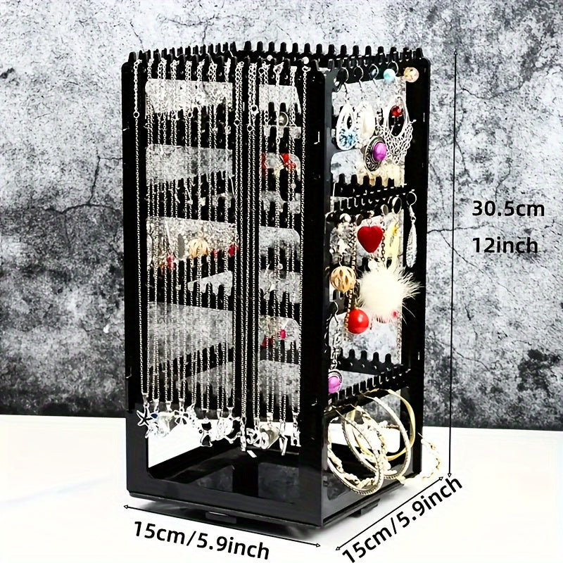 360 ° Rotating Jewelry Storage Stand - Multi functional Earrings, Necklaces, and Accessories Display Stand - Buckled Portable Storage Solution, Available for 15 Festivals.