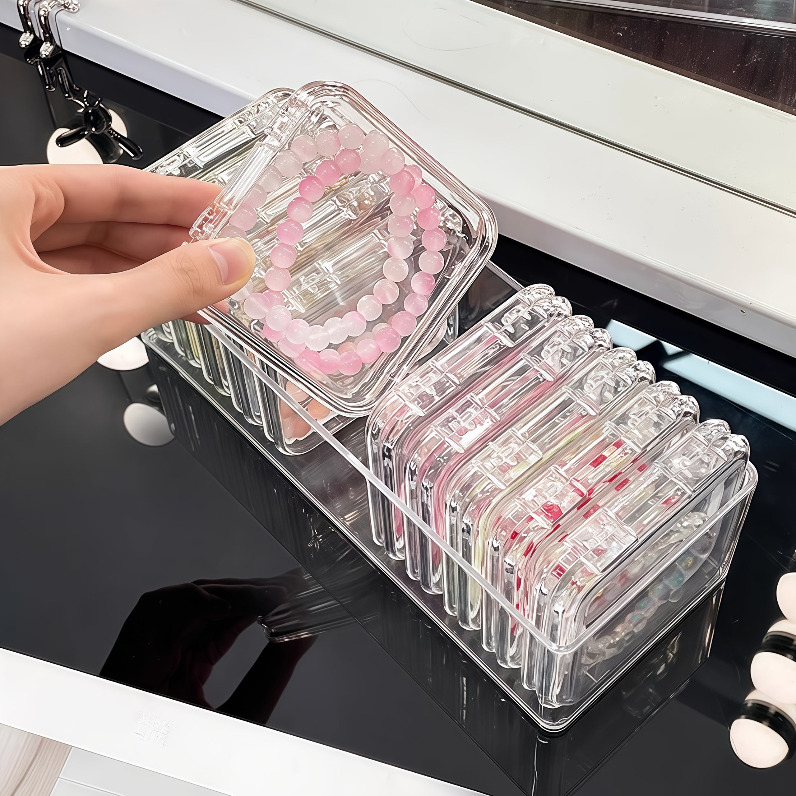 12pcs Set of 11 Small Boxes + 1 Large Jewelry Storage Box, High-Quality PET Material Suitable for Bracelets, Bangles, Necklaces, Earrings, Hair Accessories, Loose Stones, Semi-Finished Products, Tools, Jewelry Cleaning Supplies, Accessories Storage