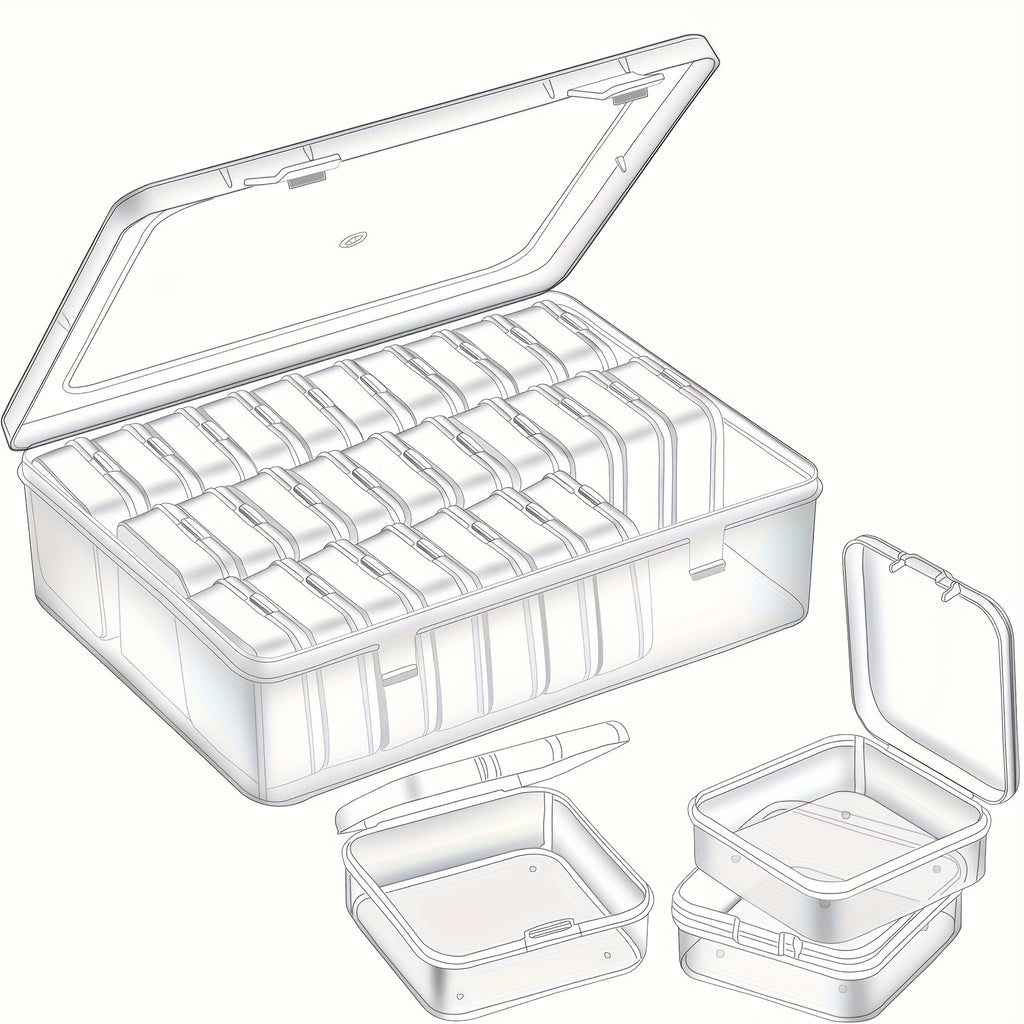 Transparent 30pcs Plastic Bead Storage Box Set - Portable Travel Case for Jewelry, Crafts, and Small Items - DIY Beading and Jewelry Making Supplies