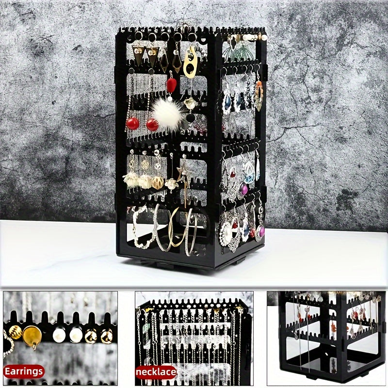 360 ° Rotating Jewelry Storage Stand - Multi functional Earrings, Necklaces, and Accessories Display Stand - Buckled Portable Storage Solution, Available for 15 Festivals.