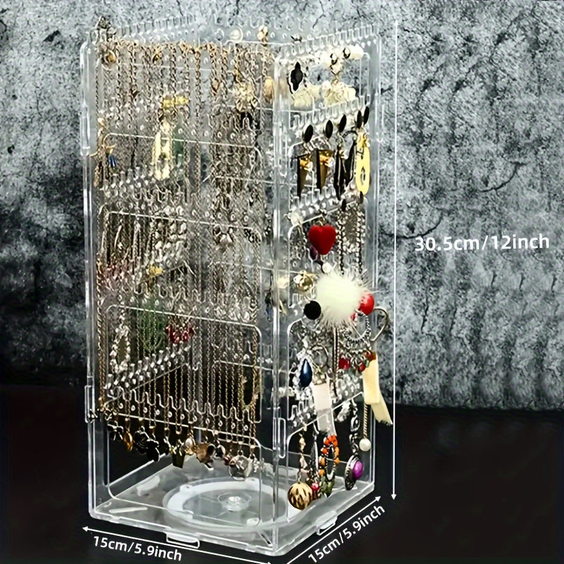 360 ° Rotating Jewelry Storage Stand - Multi functional Earrings, Necklaces, and Accessories Display Stand - Buckled Portable Storage Solution, Available for 15 Festivals.